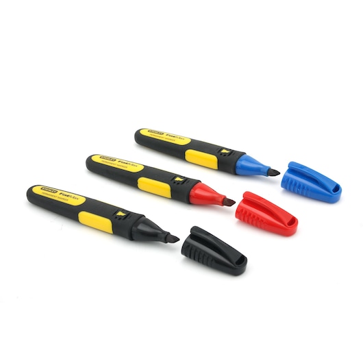 Marqueur à pointe biseautée STANLEY® FATMAX® carte 3 (noir, bleu et rouge)