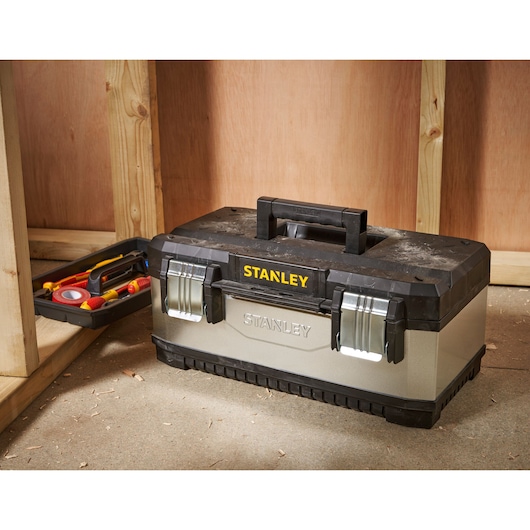 STANLEY 20 in. Galvanized Metal Plastic Tool Box