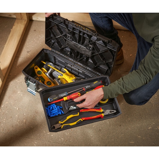 STANLEY 20 in. Galvanized Metal Plastic Tool Box