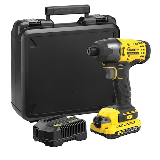 18V STANLEY FATMAX V20 Cordless Impact Driver with 1 x 2.0Ah Lithium Ion Battery and Kit Box