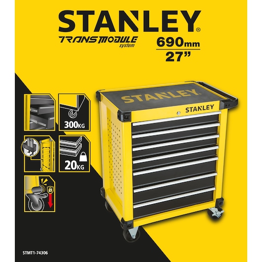 Stanley servante d'atelier 7 tiroirs + accessoires