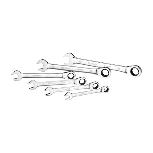 STANLEY® Flat Ratcheting Wrench Set (7 pieces)